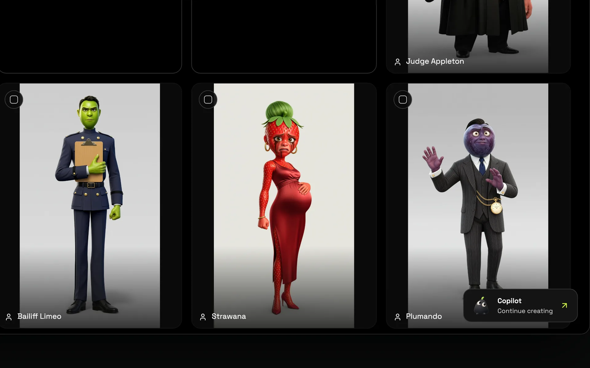 Characters and their saved visual references in the Poiema lorebook